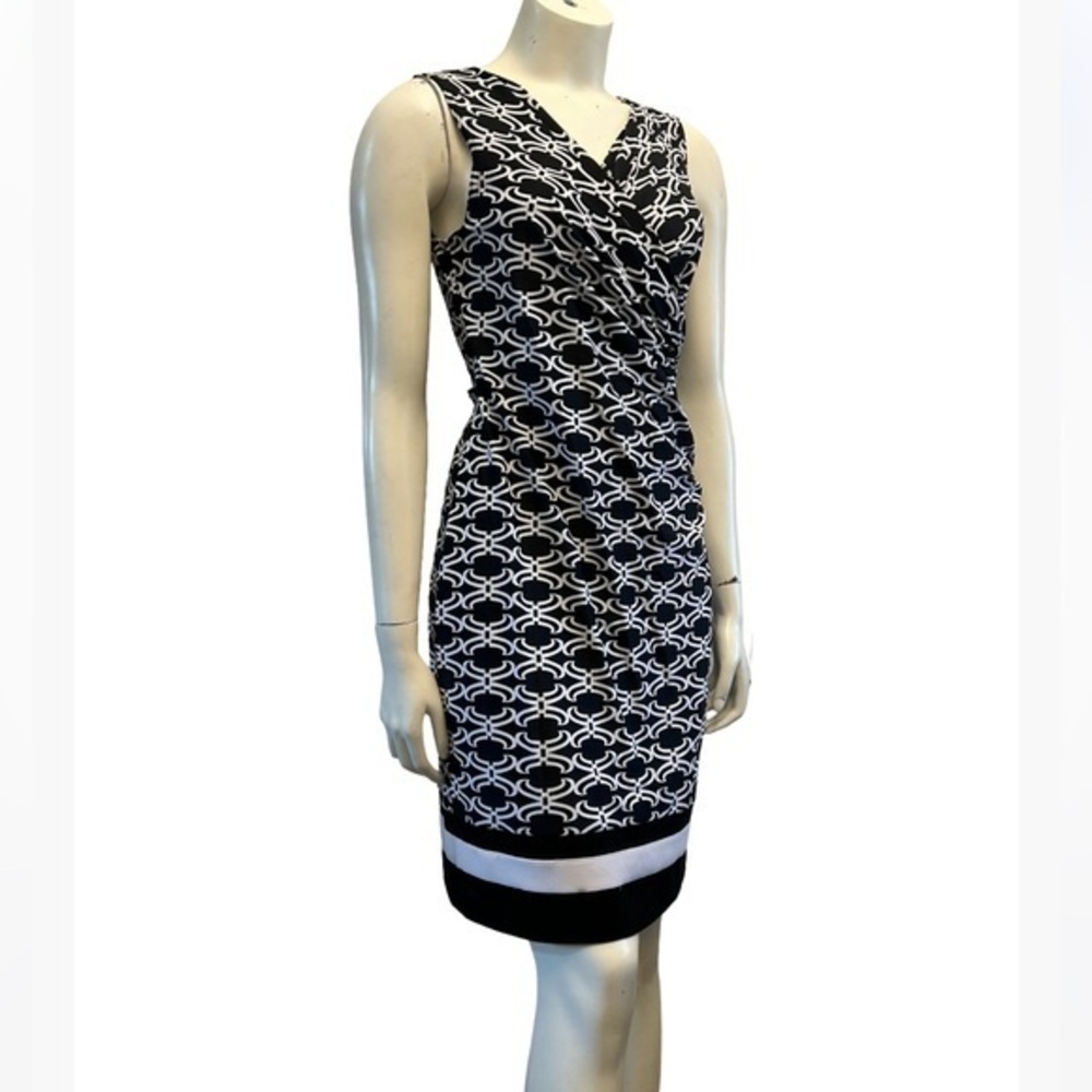 Joseph Ribkoff Monochrome Geometric Midi Dress With Twist Front